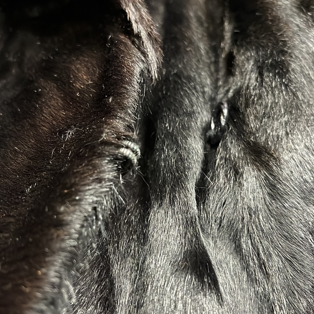 Mid Century Fur Coat Maxi Midi Length Black Cuffed  by Vancouver Fur Co Sz S/M - Picture 13 of 13